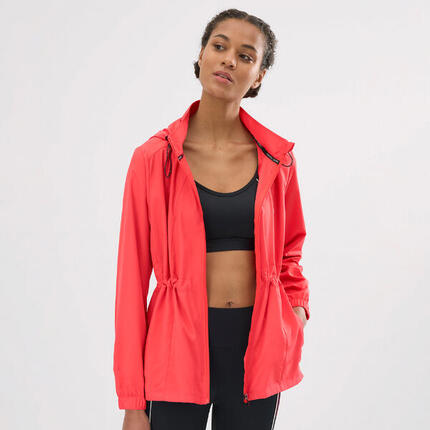 Veste de sport coupe-vent corail avec capuche et poches