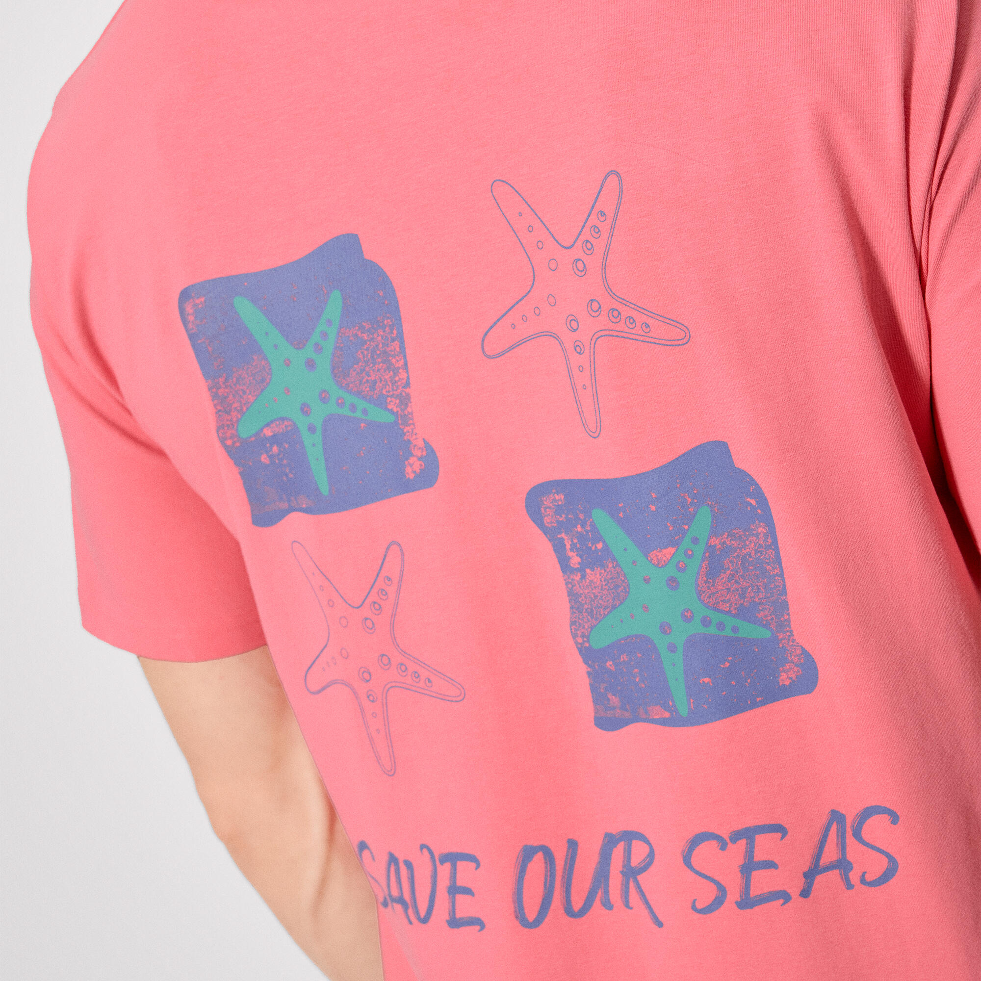 T-shirt à manches courtes avec imprimé d'étoiles de mer roses 4/4