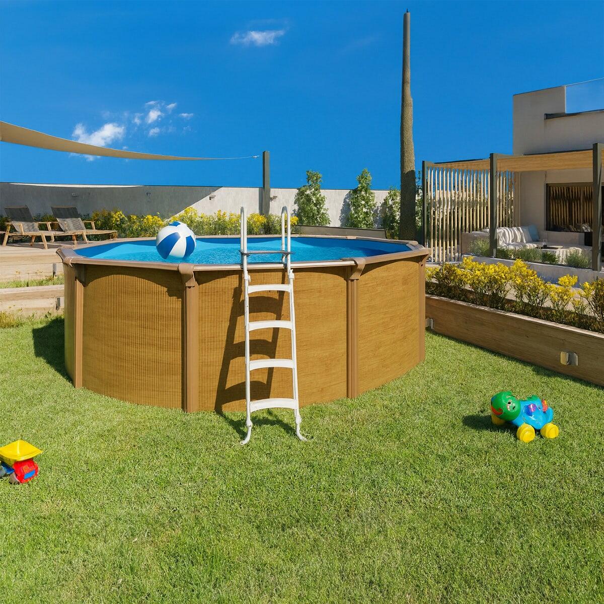 Piscine hors sol acier ronde Ø 4,55 x 1,32 m aspect bois OSMOSE 2/7