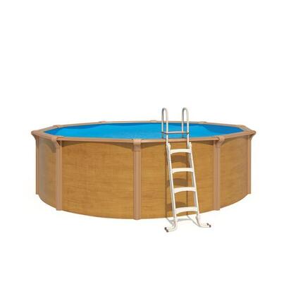 Piscine hors sol acier ronde Ø 4,55 x 1,32 m aspect bois OSMOSE