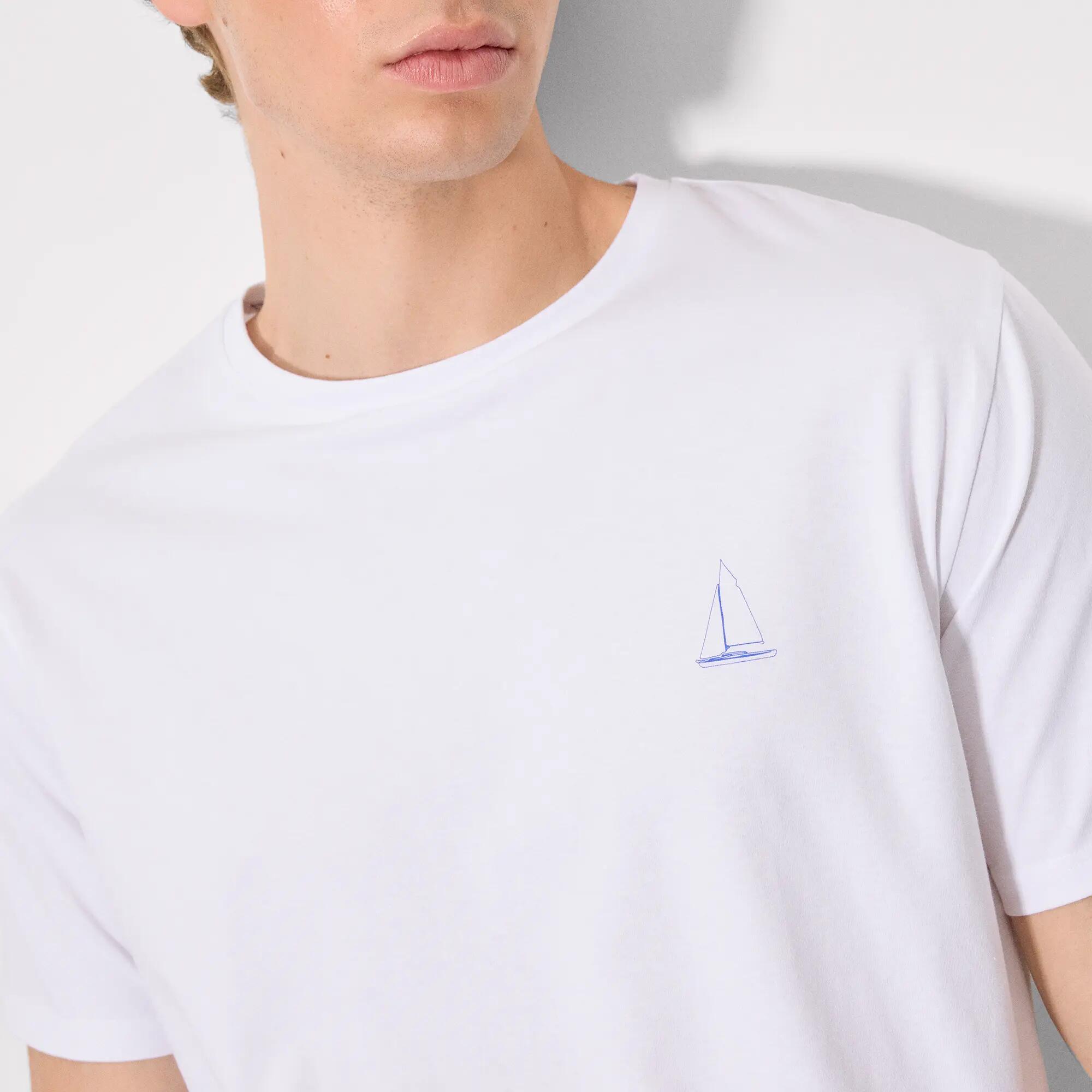Camiseta básica de manga curta Rough Waters, branca 3/4