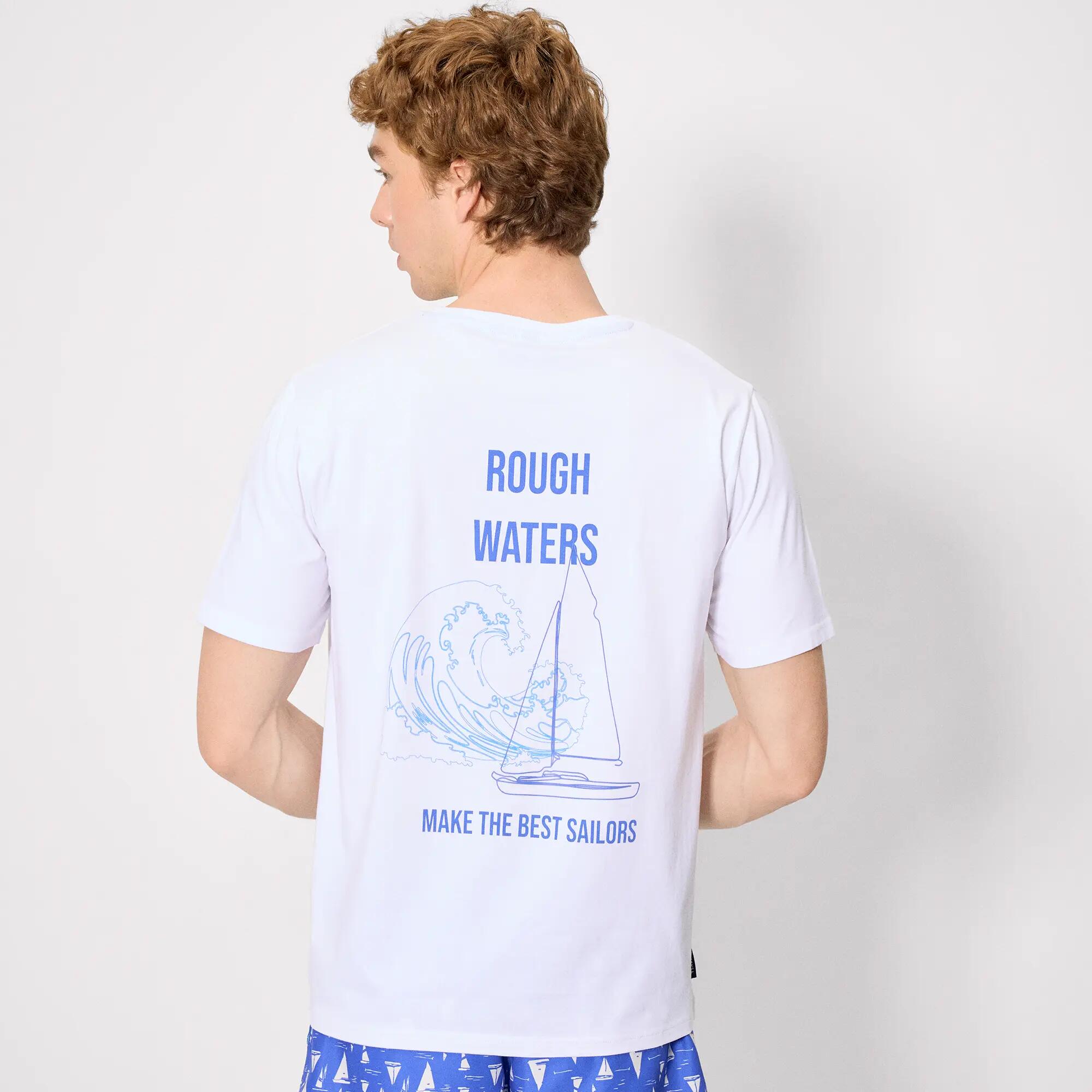 Camiseta básica de manga curta Rough Waters, branca 2/4