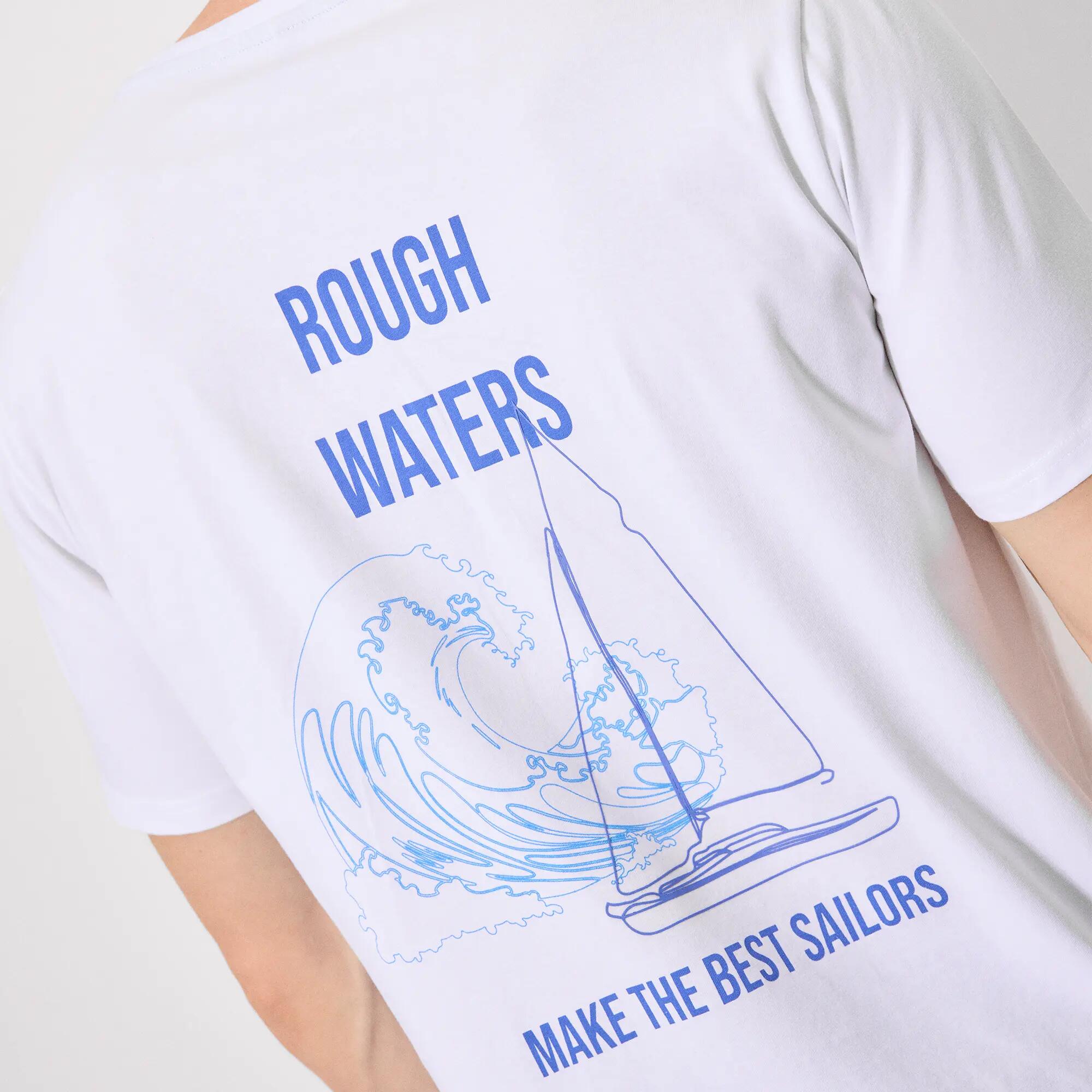 Camiseta básica de manga curta Rough Waters, branca 4/4