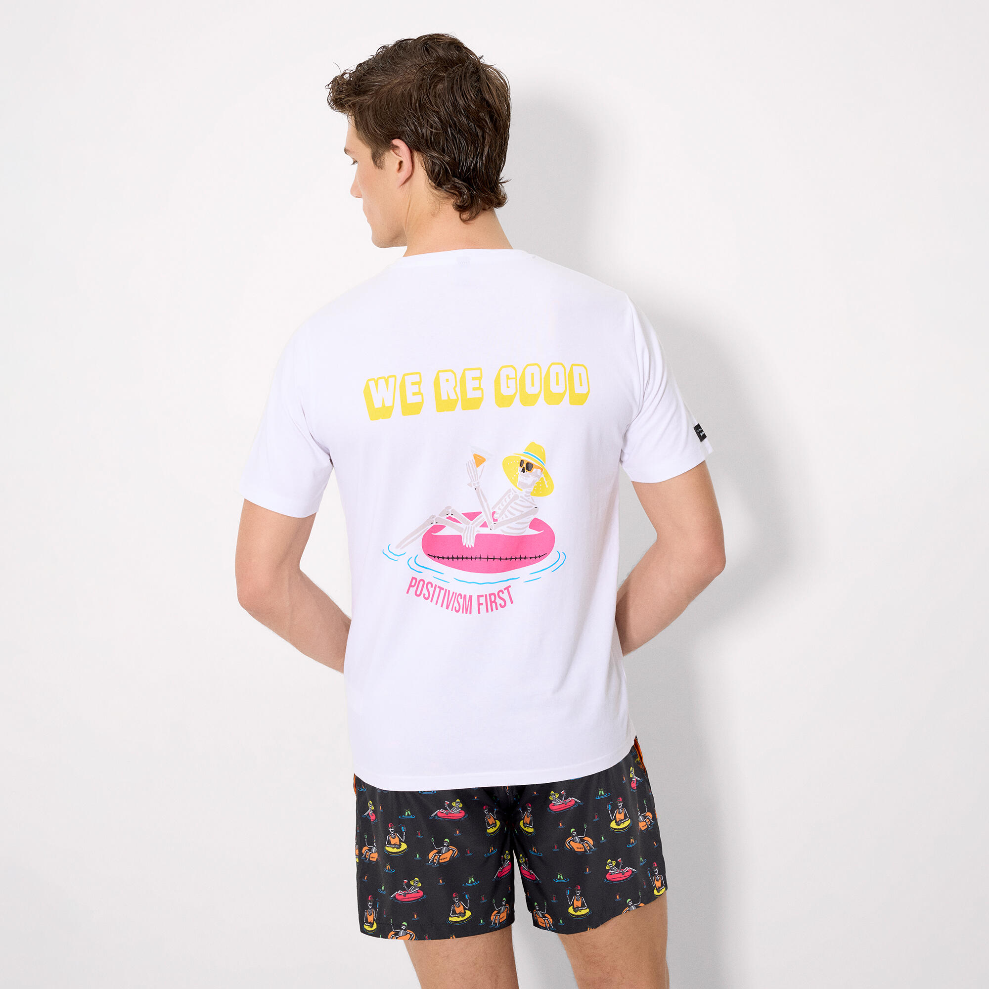 T-shirt à manches courtes blanc à imprimé tête de mort 2/4