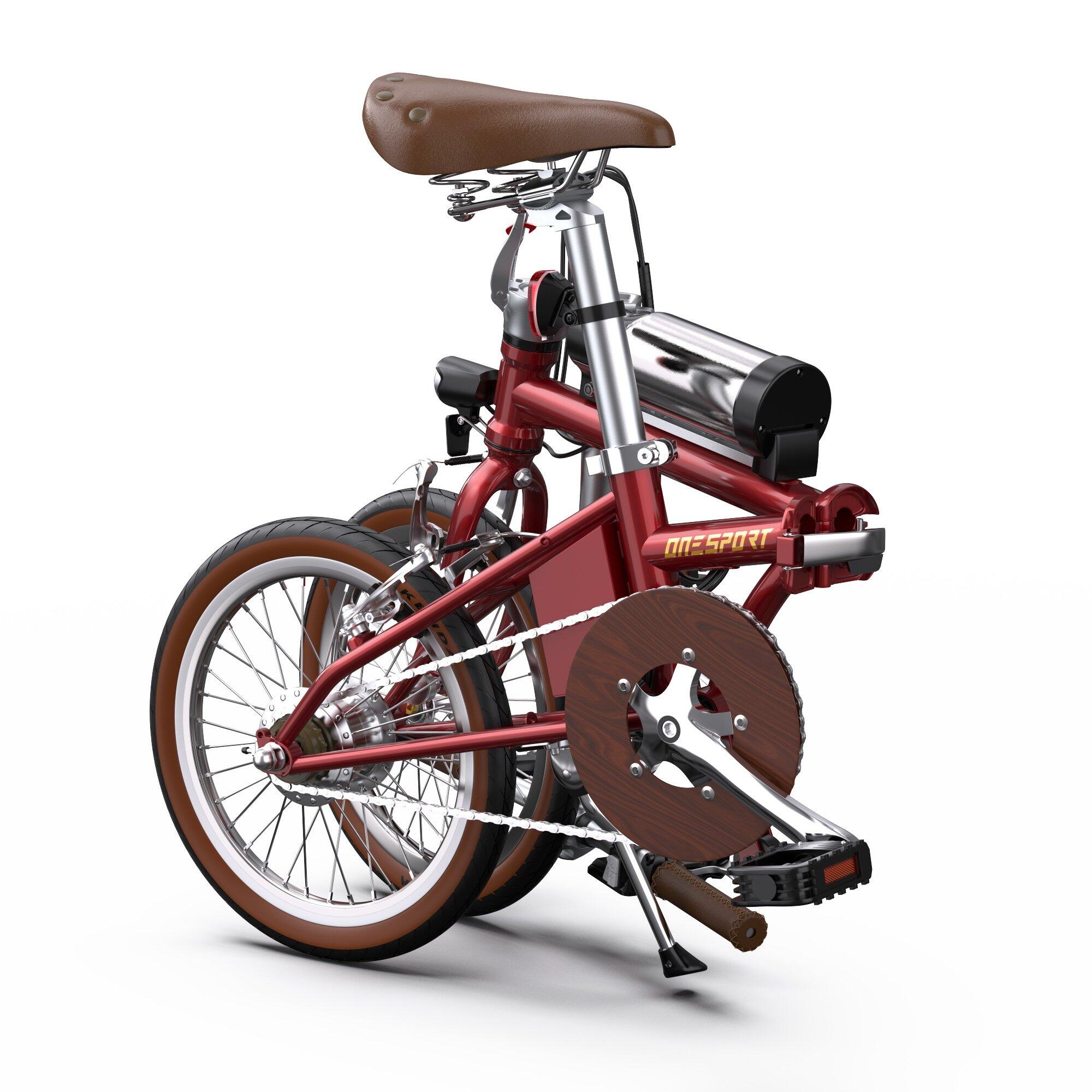 Bicicleta elétrica compacta OT02, 16" dobrável, motor 250W, leve e portátil 2/7