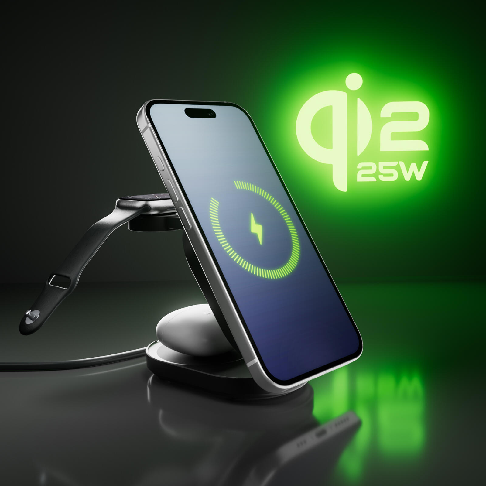 Station de recharge Qi2.2 25W pliable 3‑en‑1 2/7