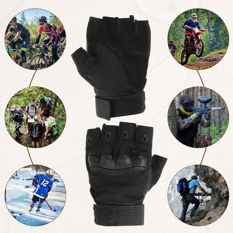 Manusi tactice fara degete, L, antiderapante, fixare velcro, negre
