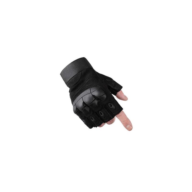 Manusi tactice fara degete, L, antiderapante, fixare velcro, negre