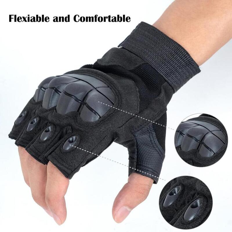 Manusi tactice fara degete, L, antiderapante, fixare velcro, negre
