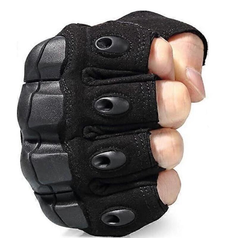Manusi tactice fara degete, L, antiderapante, fixare velcro, negre
