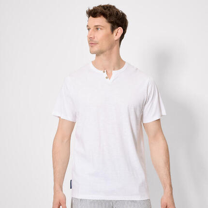 T-shirt basique à manches courtes et col rond, blanc