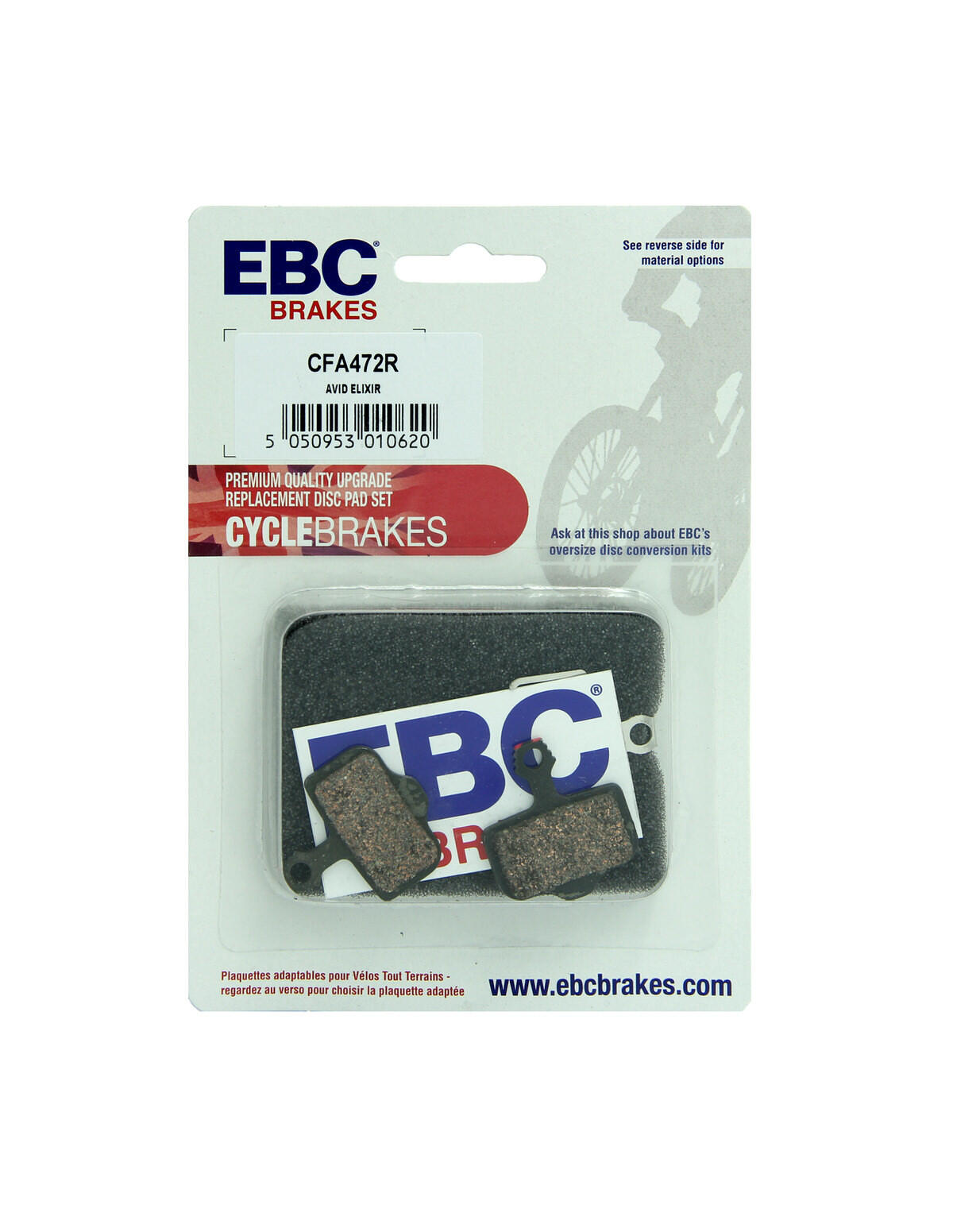 Klocki hamulcowe rowerowe (organiczne wyczynowe) EBC Brakes CFA472R 2/2