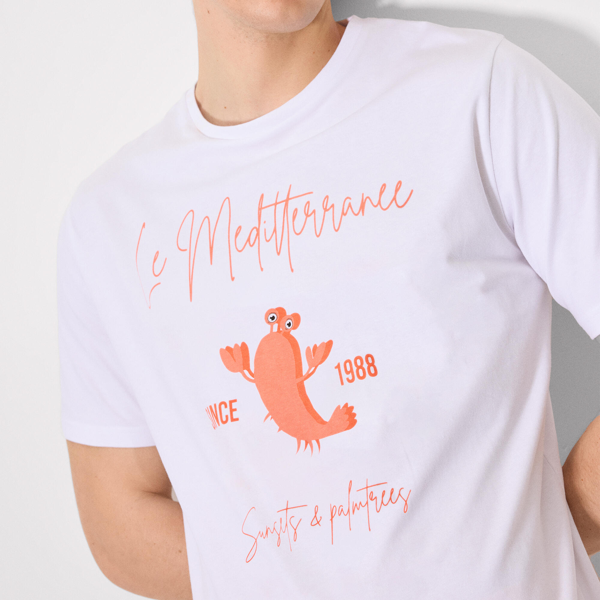 T-shirt blanc à manches courtes avec imprimé homard 3/3