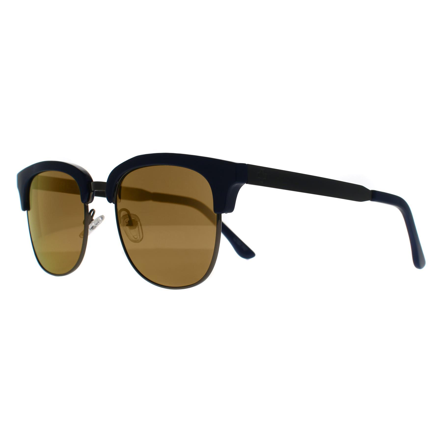 Spy Semi Rimless Unisex Navy Blue Grey with Gold Mirror Stout 2/3