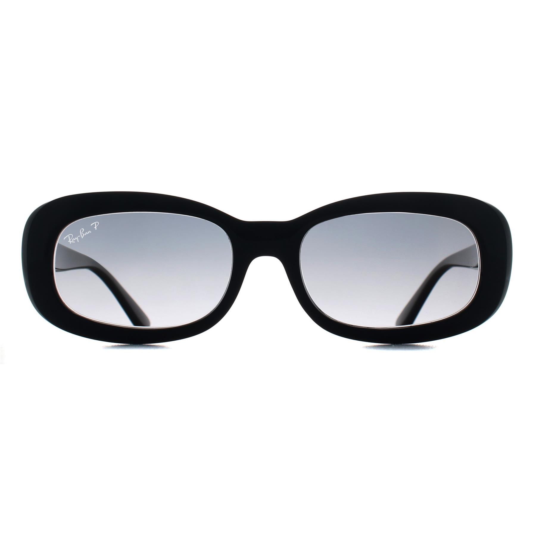 Ray-Ban Oval Womens Black Grey Gradient Polarized RB2221 