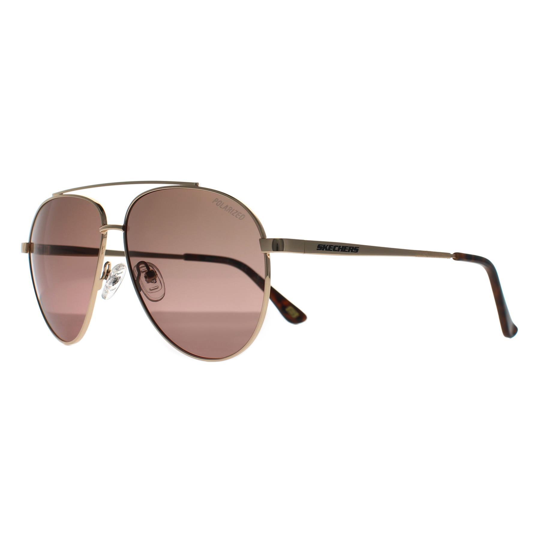 Skechers Aviator Unisex Shiny Pale Gold Brown Polarized SE6276 2/3