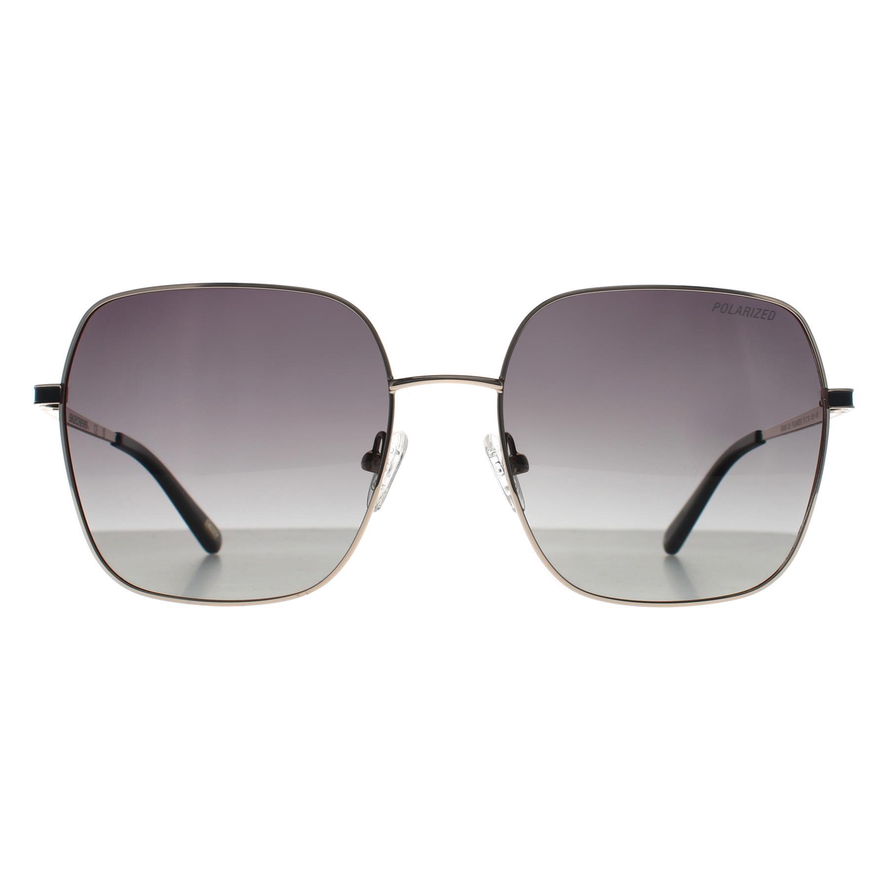 Skechers Square Womens Shiny Pale Gold Smoke Polarized SE6266 1/3