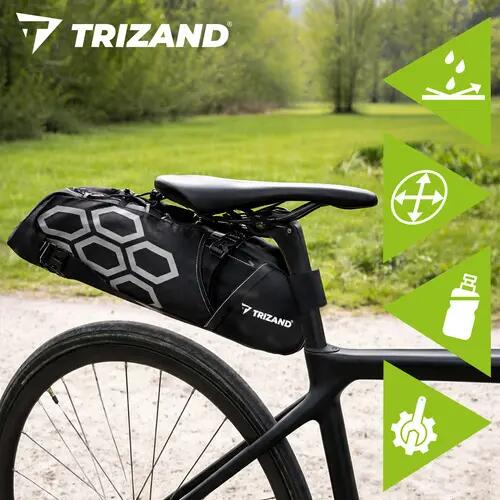 Geanta de bicicleta, 12 L, impermeabila, 3 buzunare, fixare sub sa, 65×15×14 cm 6/7