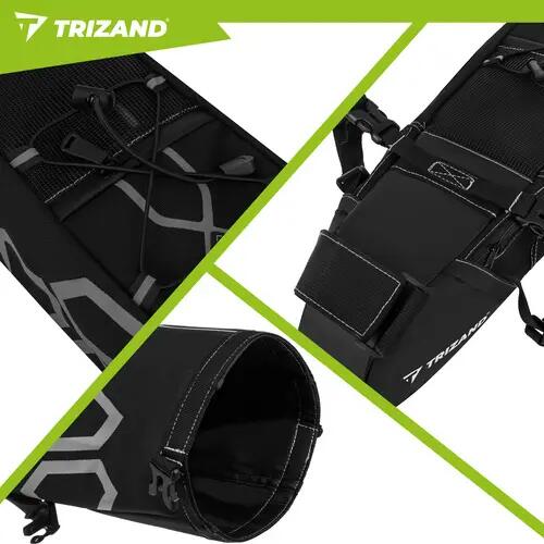 Geanta de bicicleta, 12 L, impermeabila, 3 buzunare, fixare sub sa, 65×15×14 cm 5/7