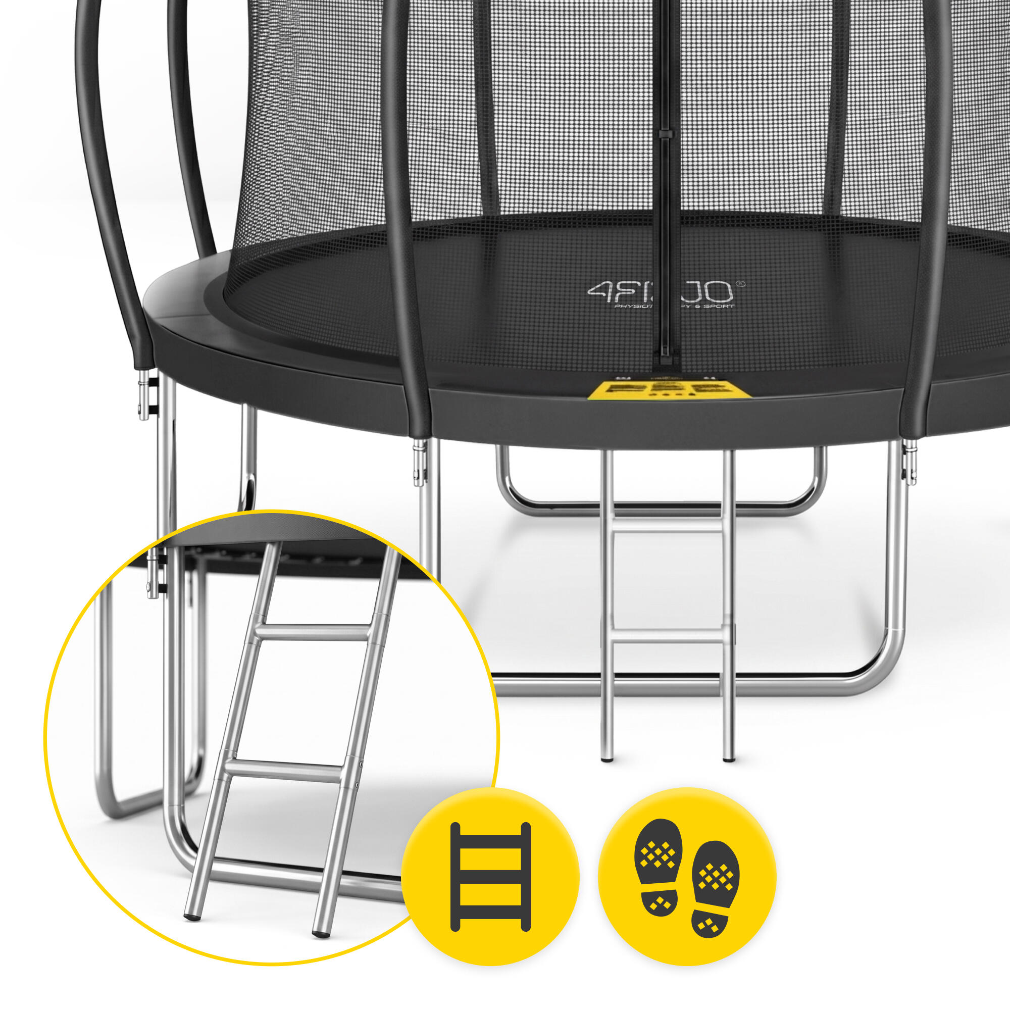 Trampolina ogrodowa dla dzieci 4FIZJO PRO z siatką ochronną 366cm 12FT czarna 7/7
