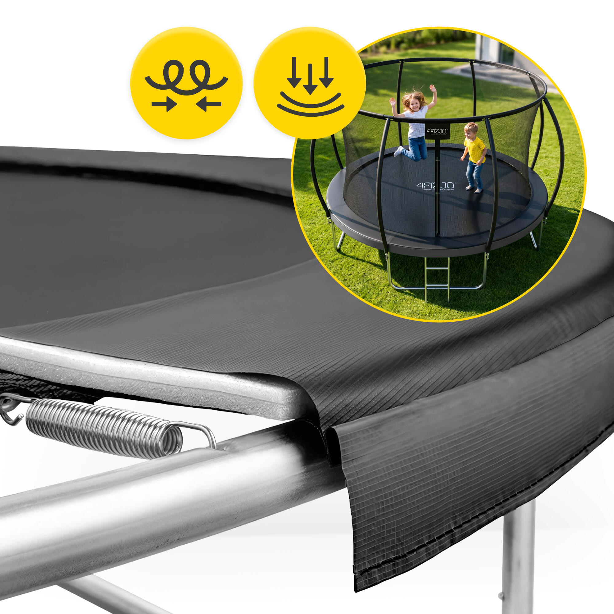 Trampolina ogrodowa dla dzieci 4FIZJO PRO z siatką ochronną 366cm 12FT czarna 5/7