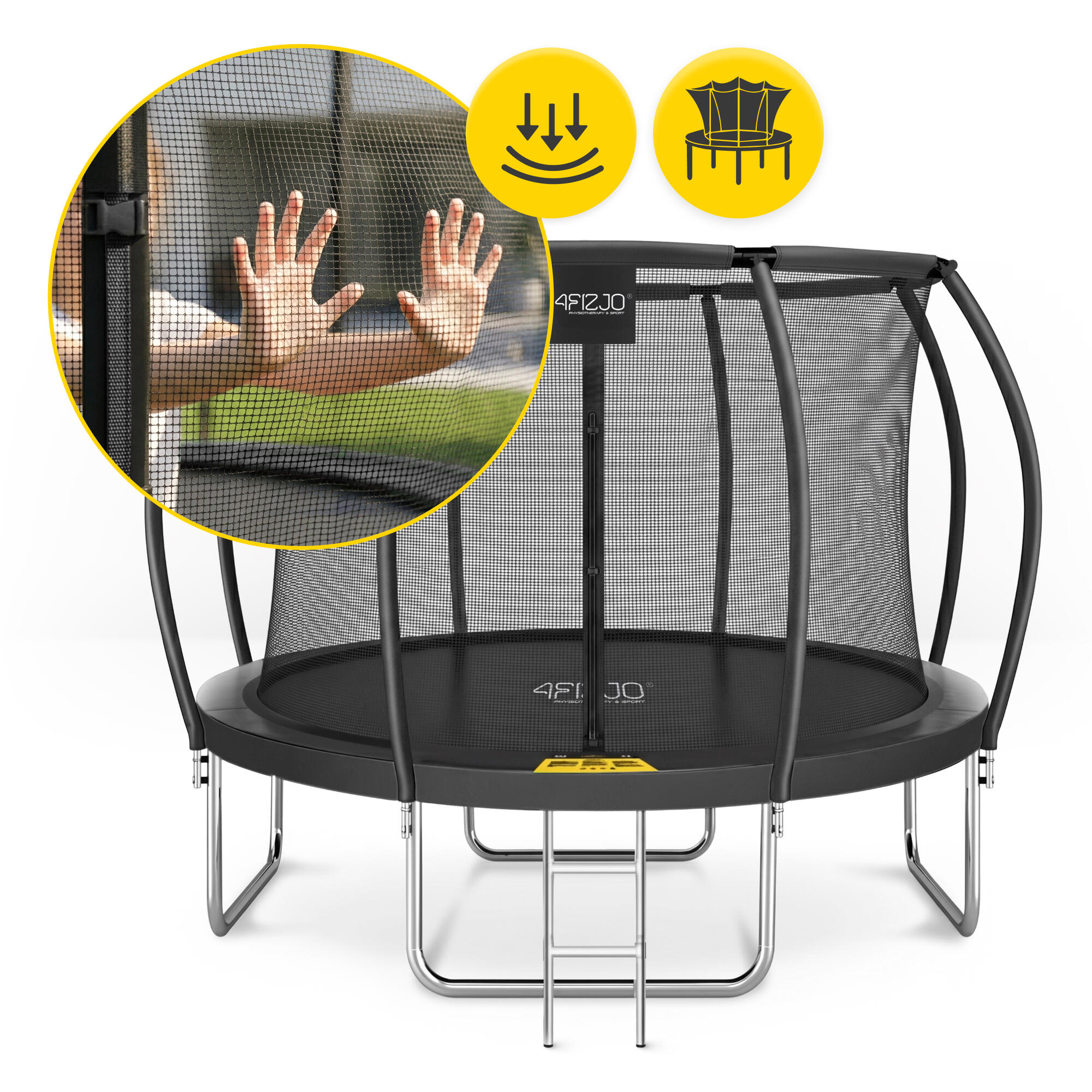 Trampolina ogrodowa dla dzieci 4FIZJO PRO z siatką ochronną 366cm 12FT czarna 4/7