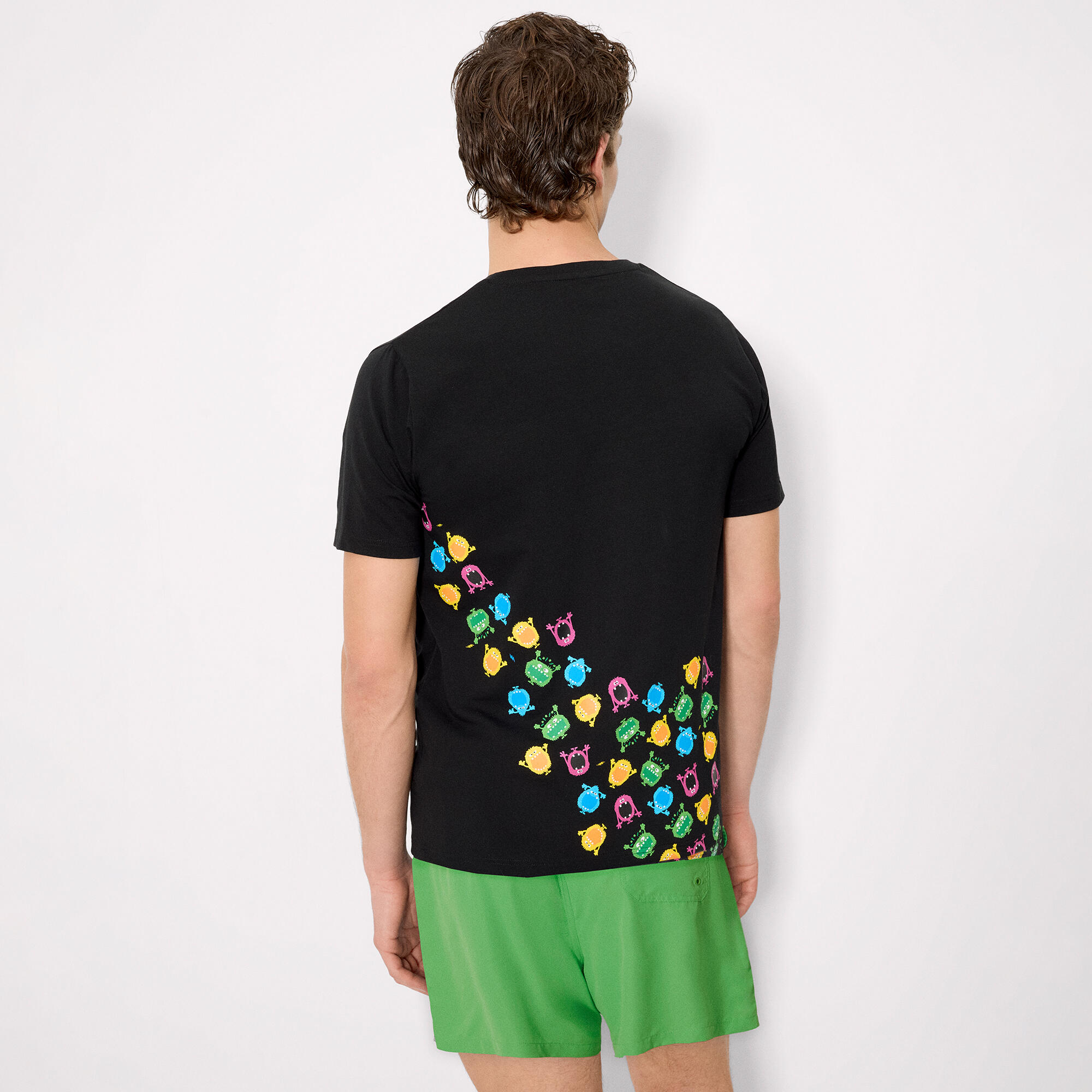 T-shirt à manches courtes imprimé monstre noir 2/3