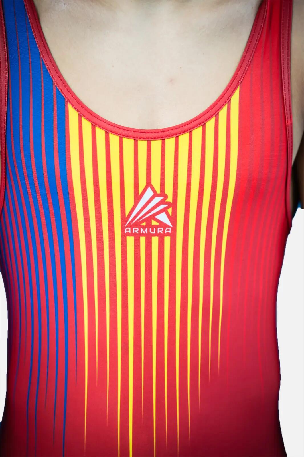Dres de Lupta Tricolor V2 Seniori Rosu 2/5