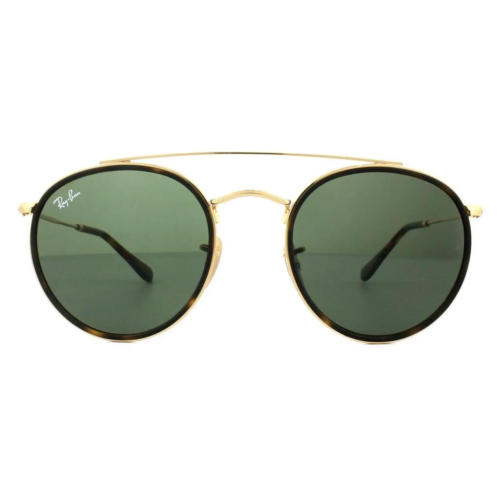Ray-Ban Round Unisex Gold Green Sunglasses