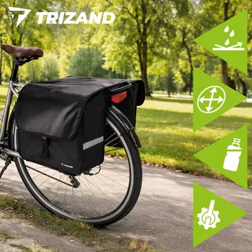Geanta dubla pentru bicicleta, 28 L,  fixare curele / velcro, 35 × 30 × 12 cm