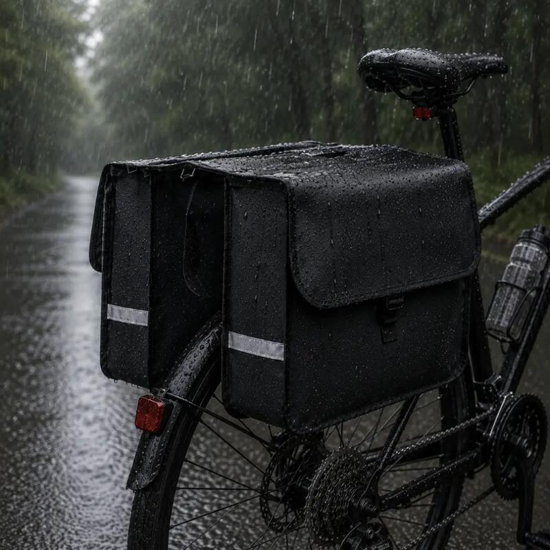 Geanta dubla pentru bicicleta, 28 L,  fixare curele / velcro, 35 × 30 × 12 cm