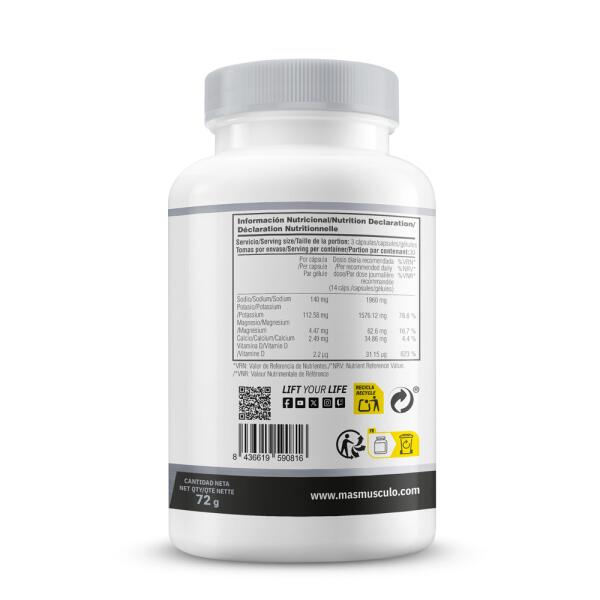 Salts & Electrolytes (Sales y Electrolitos) - 100 Cápsulas Vegetales MASMUSCULO 3/6