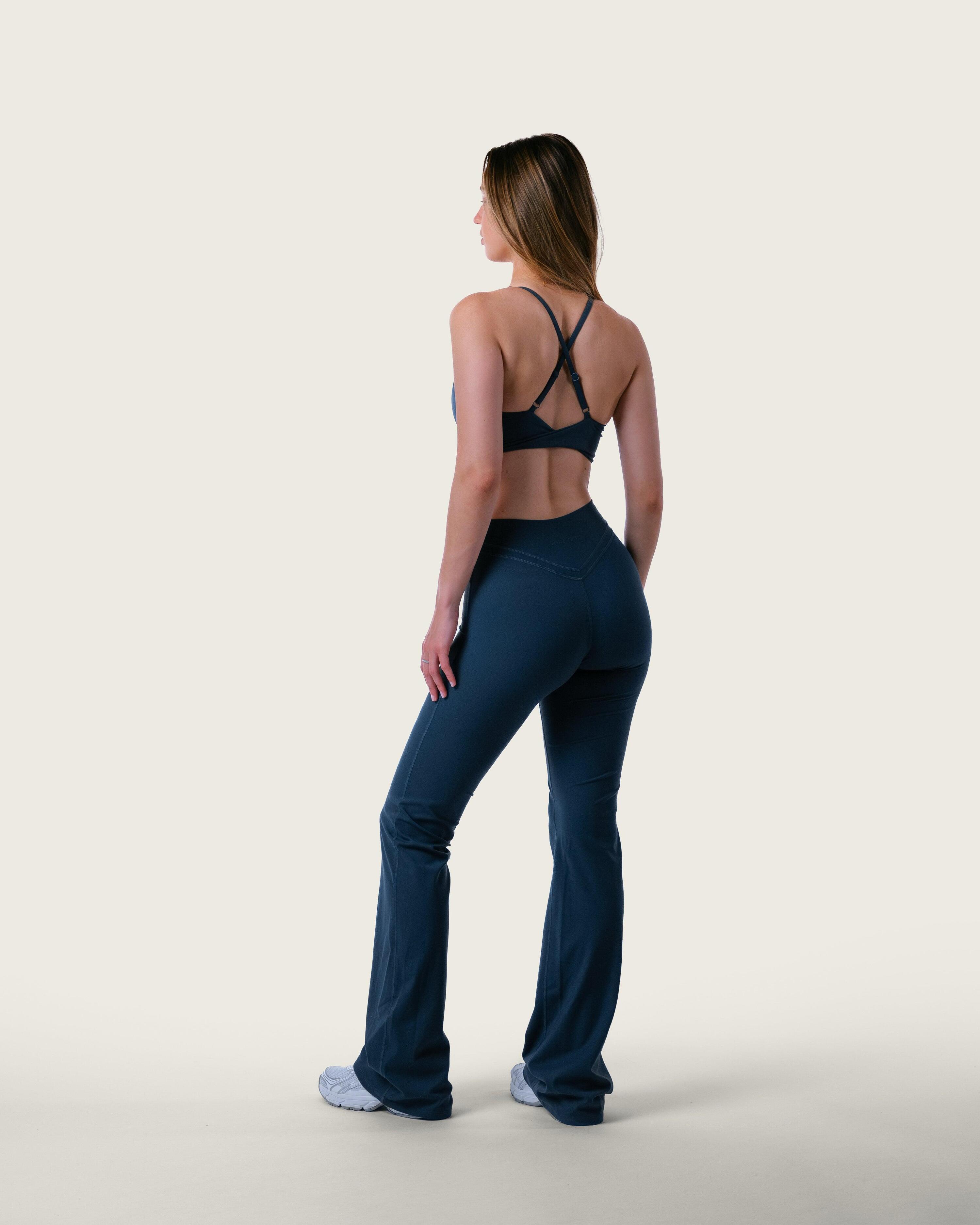 Reggiseno scoop donna spalline incrociate per yoga e fitness – blu notte 6/6