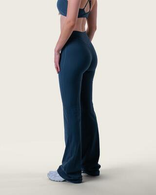 Leggings donna a vita alta a zampa per pilates e yoga – blu notte