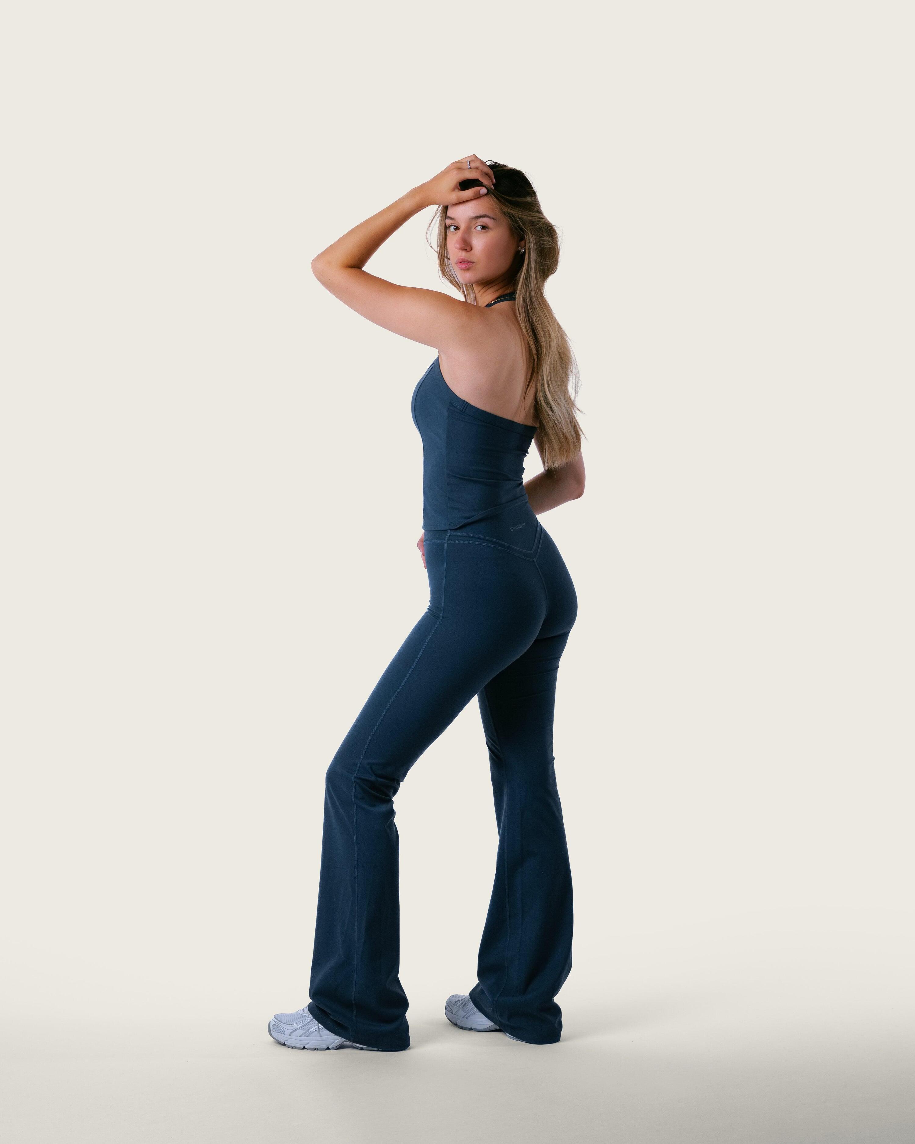 Dames halter sportbeha open rug voor pilates en yoga – midnight 6/7