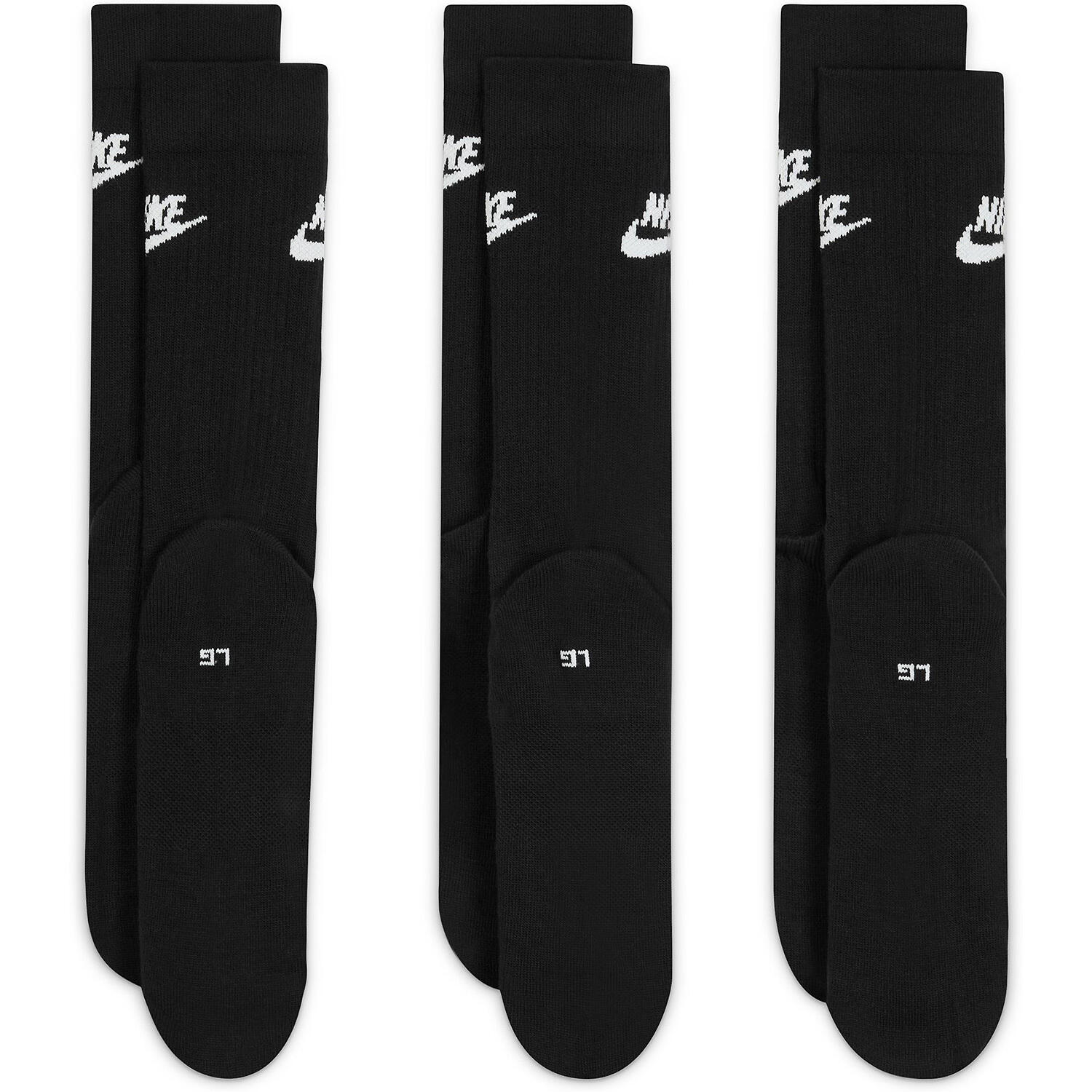 Unissexo Nike Sportswear Everyday Essential Crew Preto Meias (x3) 3/4