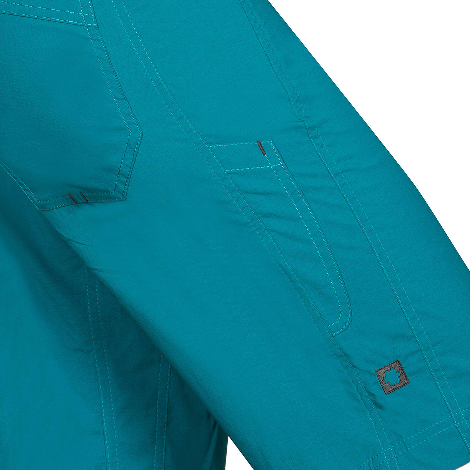 Short d'escalade Ocún Mánia Eco Turquoise Deep Lagoon léger extensible recyclé 4/7