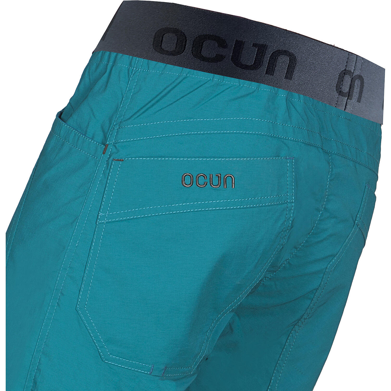Short d'escalade Ocún Mánia Eco Turquoise Deep Lagoon léger extensible recyclé 6/7