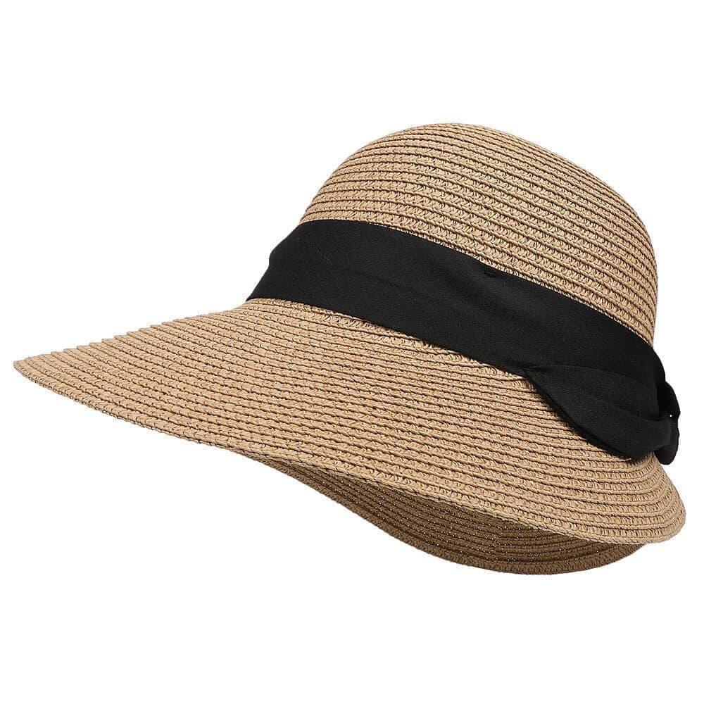 UV Protective Straw Beach Hat Summer Outdoor, Brown
