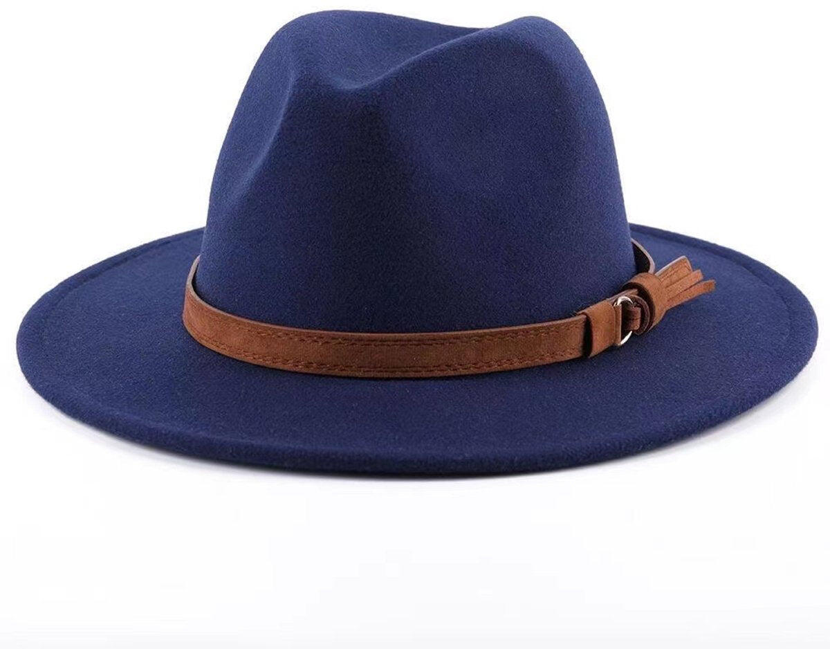 Sun Hat with Foldable leather lining - For men and women (navy blue)