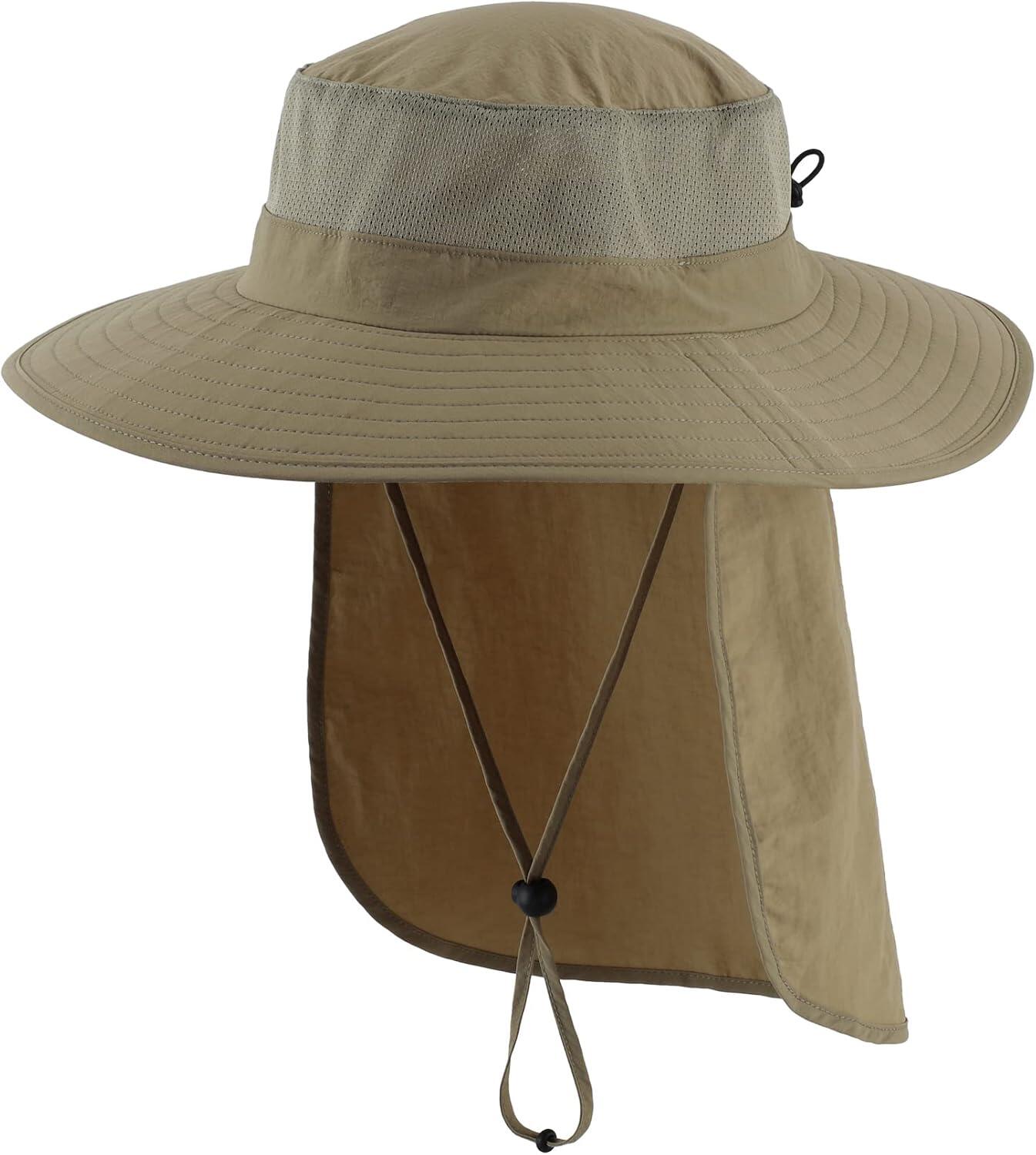 Outdoor UPF50+ Mesh Sun Hat with Neck Flap for Men Women