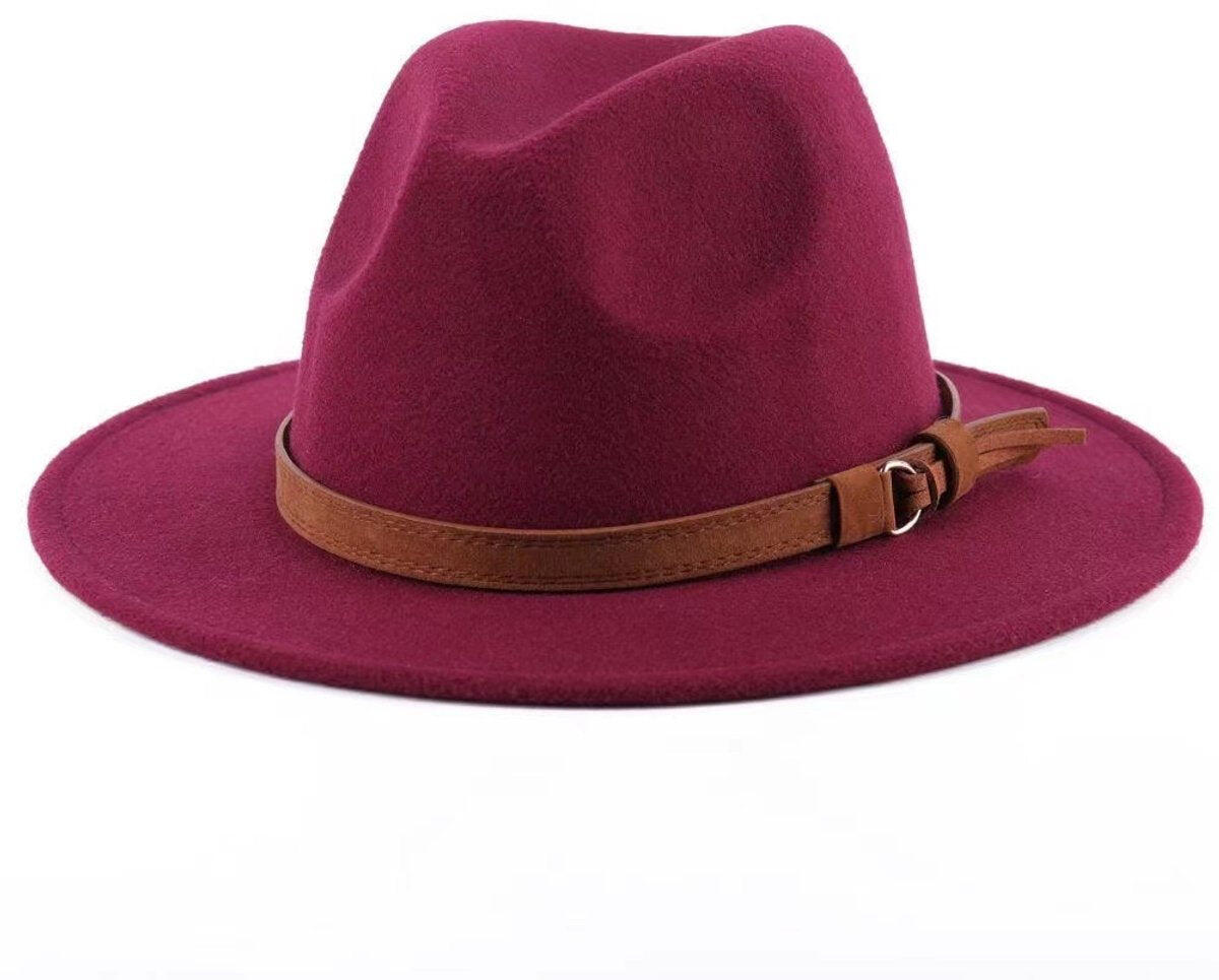 Bucket hat with Foldable Leather Lining - For Men and Women (Bordeaux)