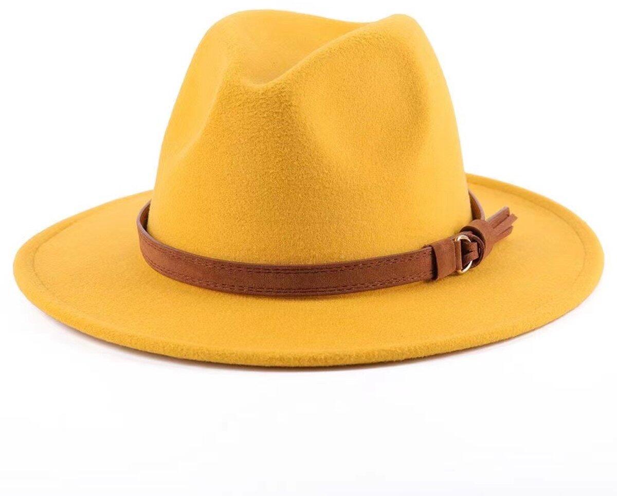 Sun Hat with Foldable leather lining - For men and women (Yellow)