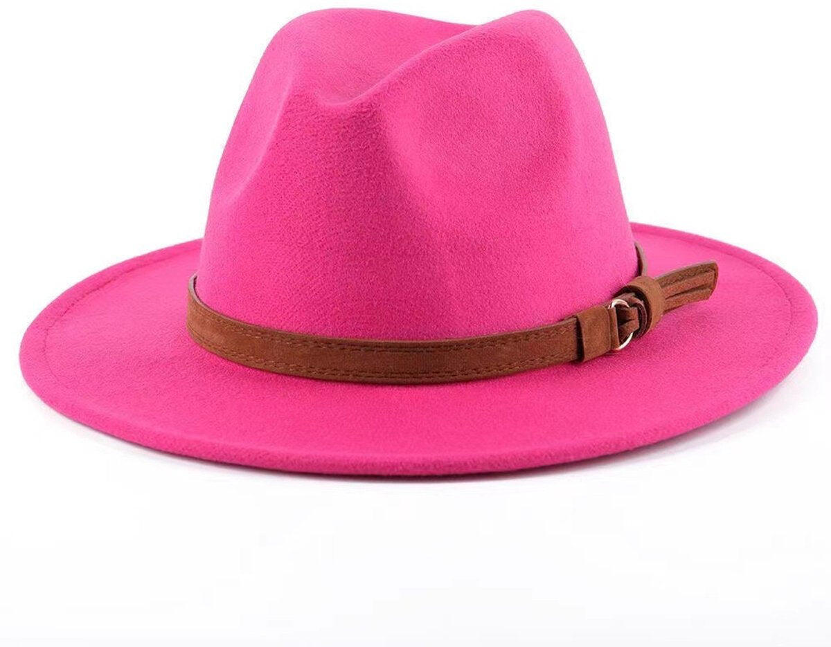 Sun Hat with Foldable leather lining - For men and women (rose red)