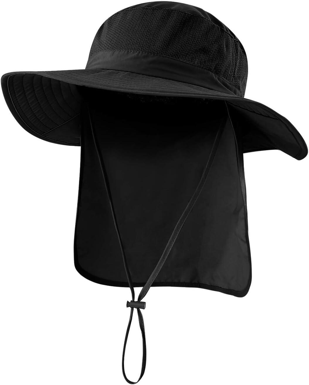 Outdoor UPF50+ Mesh Sun Hat with Neck Flap for Men Women