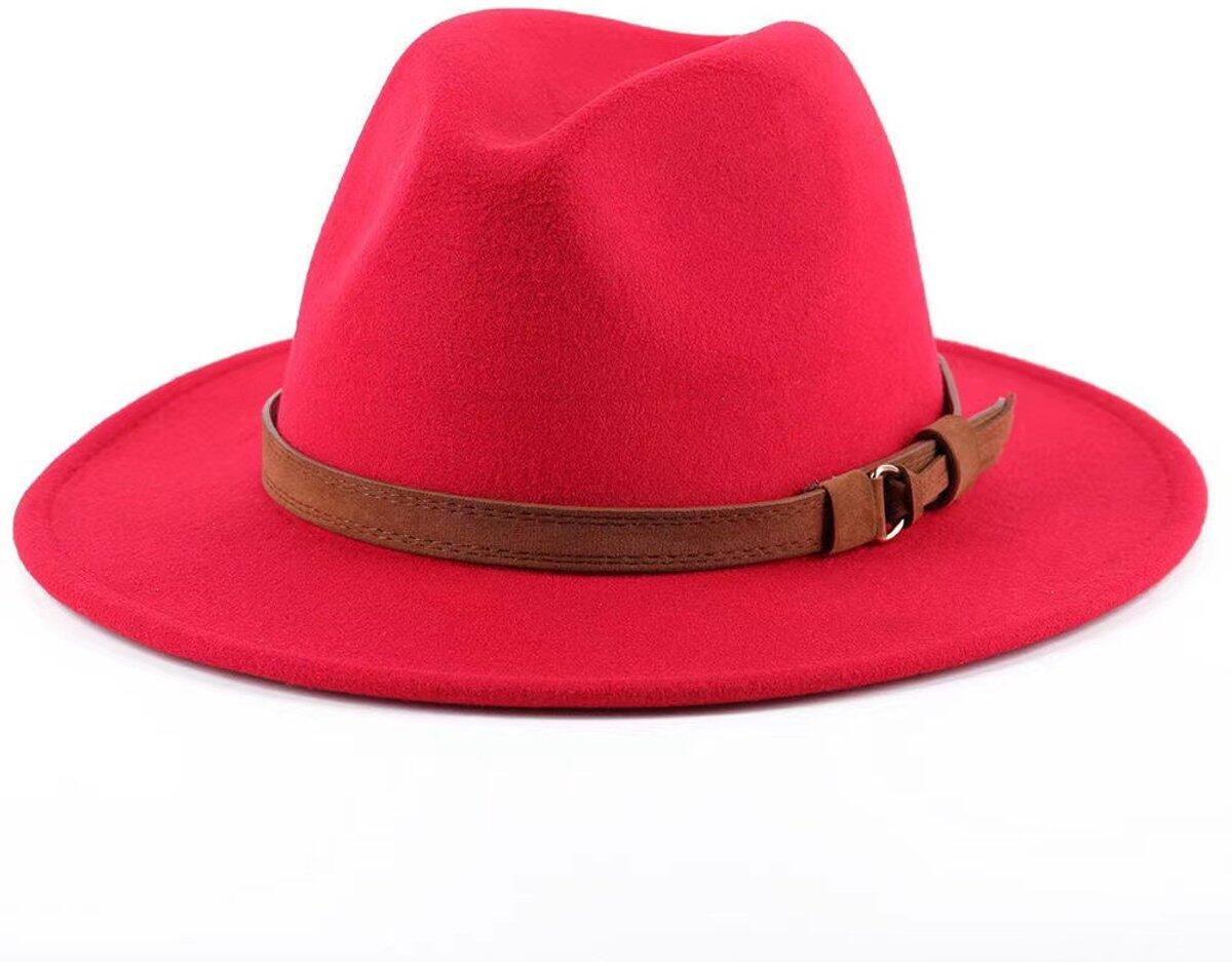 Sun Hat with Foldable leather lining - For men and women (Red)