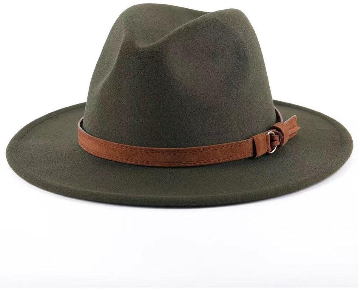 Sun Hat with Foldable leather lining - For men and women (army green)
