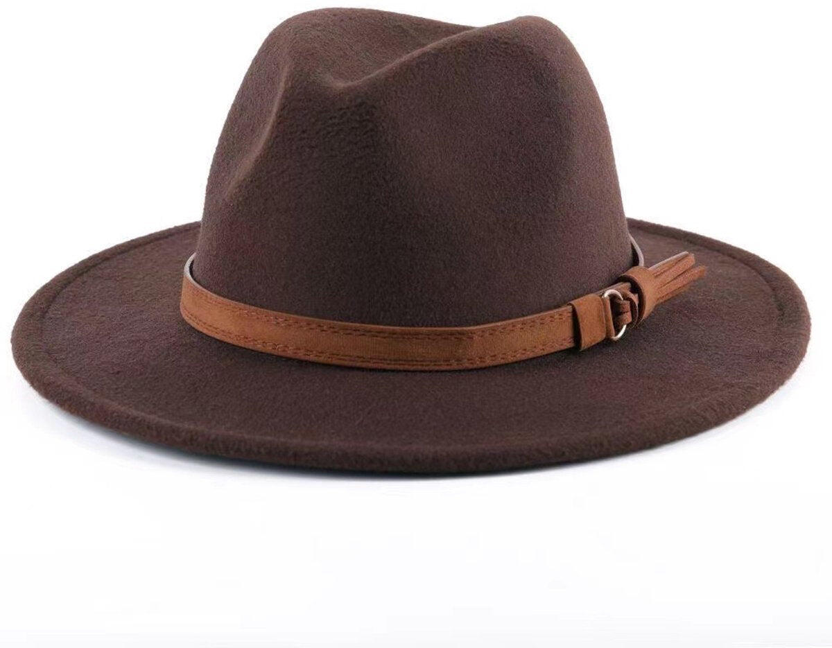 Roll-Up Felt Hats with Foldable Leather Lining - For Men and Women (Brown)