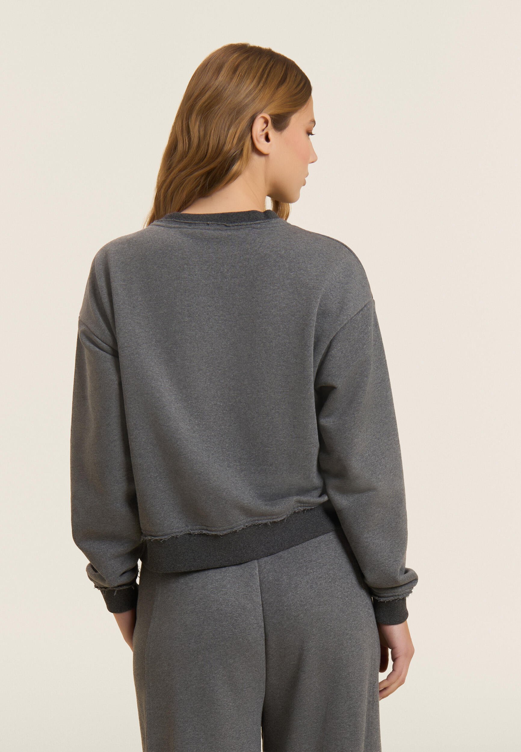 Felpa Cropped Donna Mélange con Girocollo Freddy x ELITE 3/5
