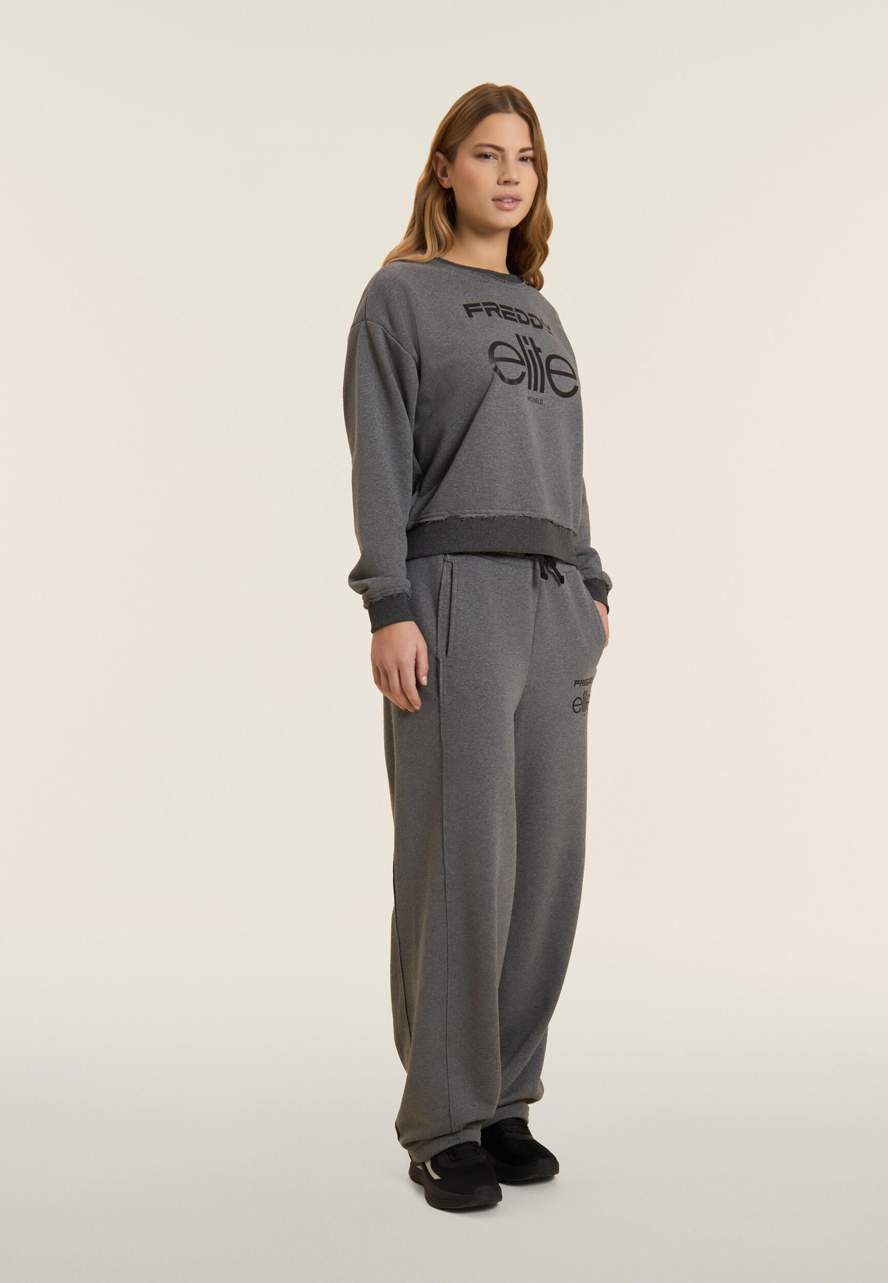 Felpa Cropped Donna Mélange con Girocollo Freddy x ELITE 5/5